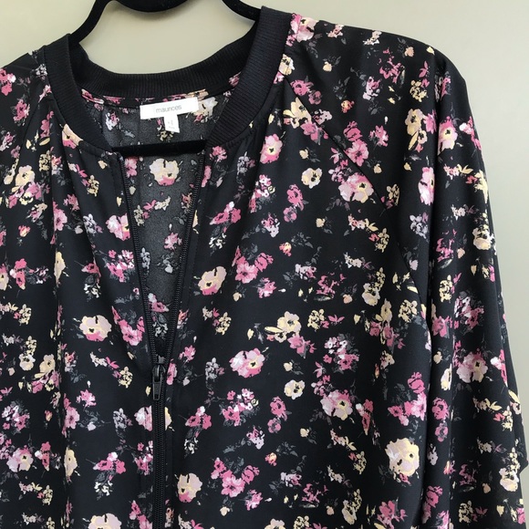 Maurices Tops - Lightweight Floral Bomber Jacket